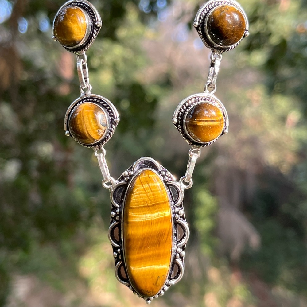 925 silver overlay tiger eye necklace
